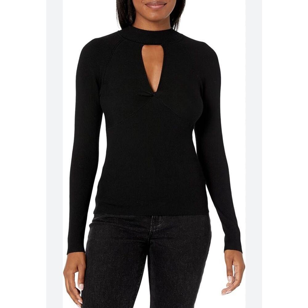 Guess long‎ Sleeve Leland Cutout Crop Top, Jet Black, Size Large